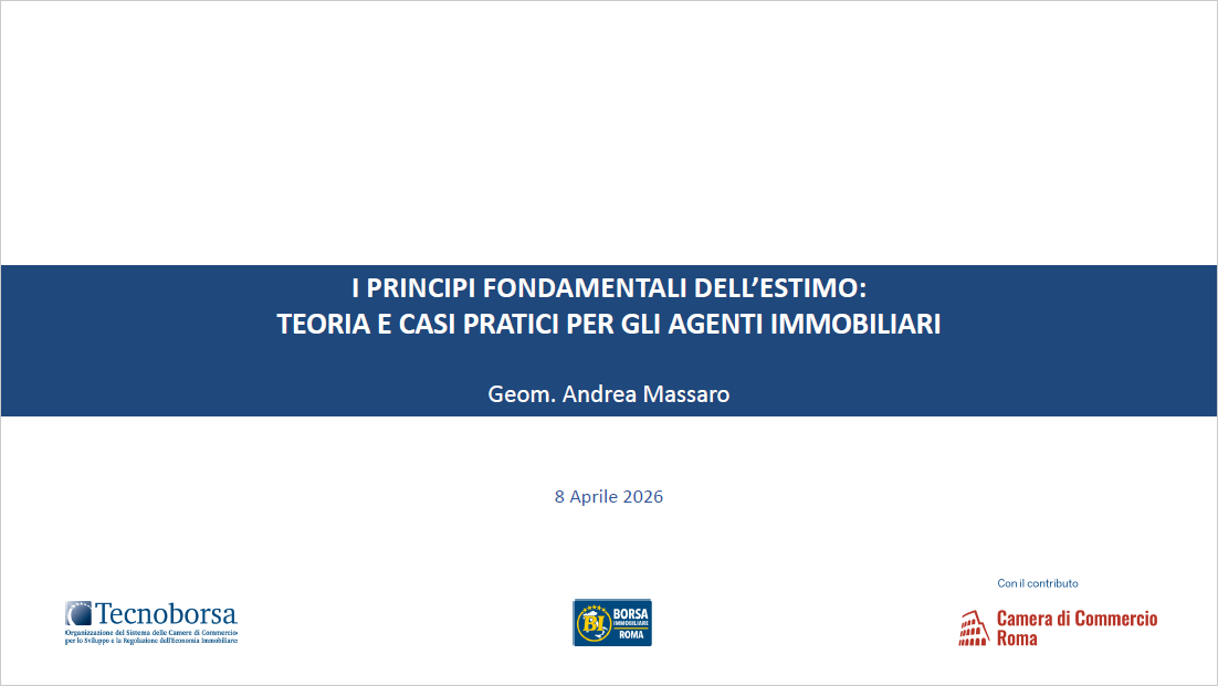 Corso introduttivo alle valutazioni immobiliari – Geom. Andrea Massaro